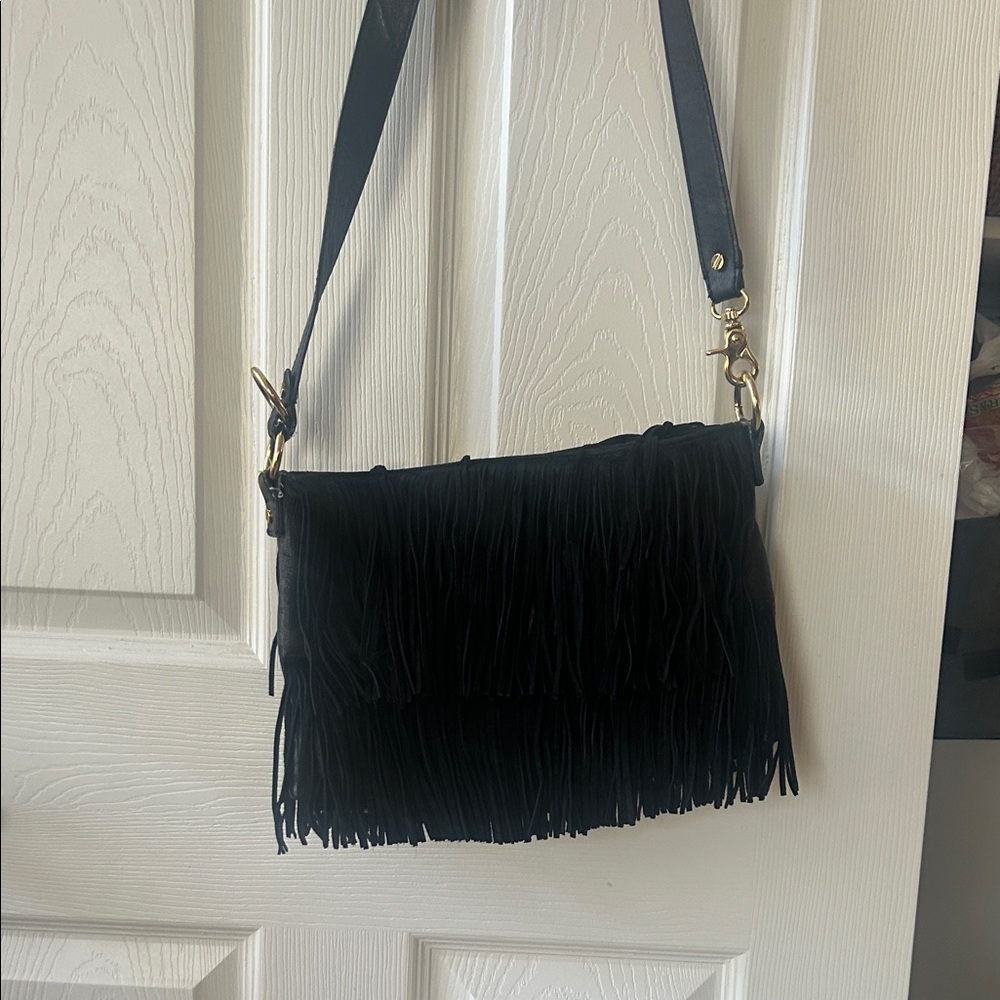 Tory Burch Black Fringe Crossbody Bag